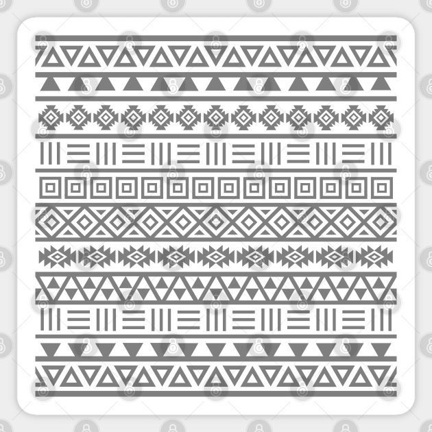 Aztec Influence Pattern Gray on White Sticker by NataliePaskell